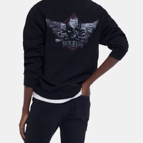 The Kooples BLACK SWEATSHIRT WITH SCREEN PRINT size 1 NWT - Picture 2 of 16